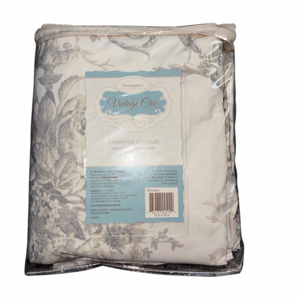 Vintage Chic Gray Shower Curtain - Picture 6 of 6